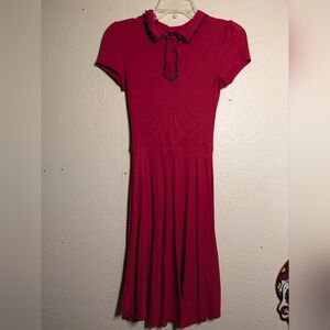 Modcloth Red Pleated Tie Front Mini Dress Size Small